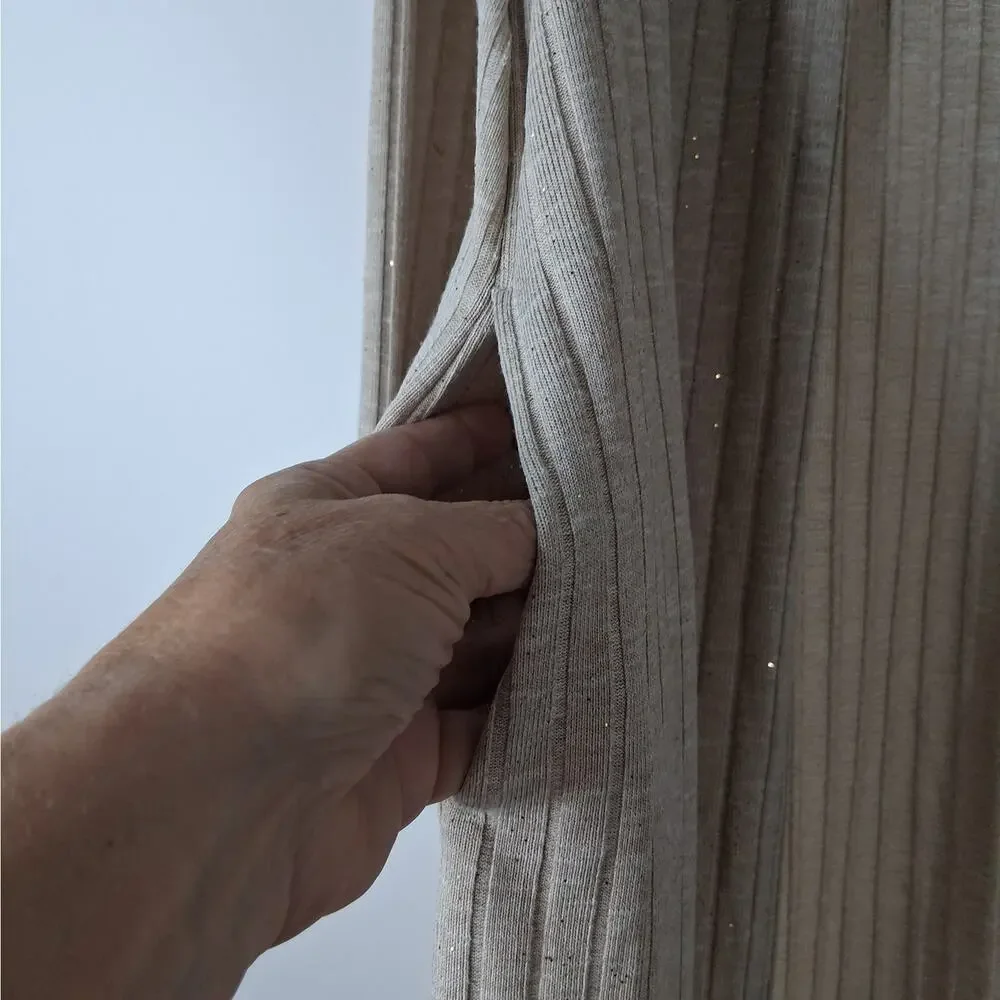 Lane Bryant Open Front Duster Cardigan Sweater Ribbed‎ Knit Women's 14/16 Beige